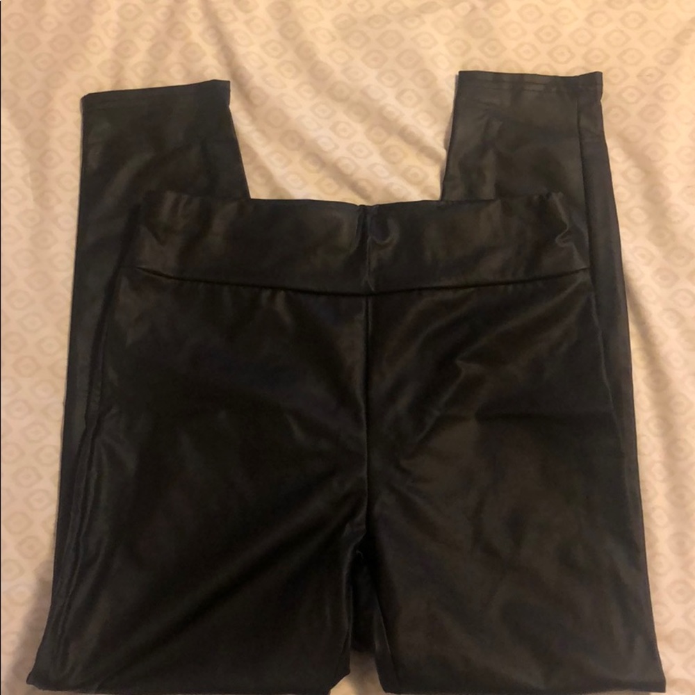 Elastic Waist Faux Leather Leggings